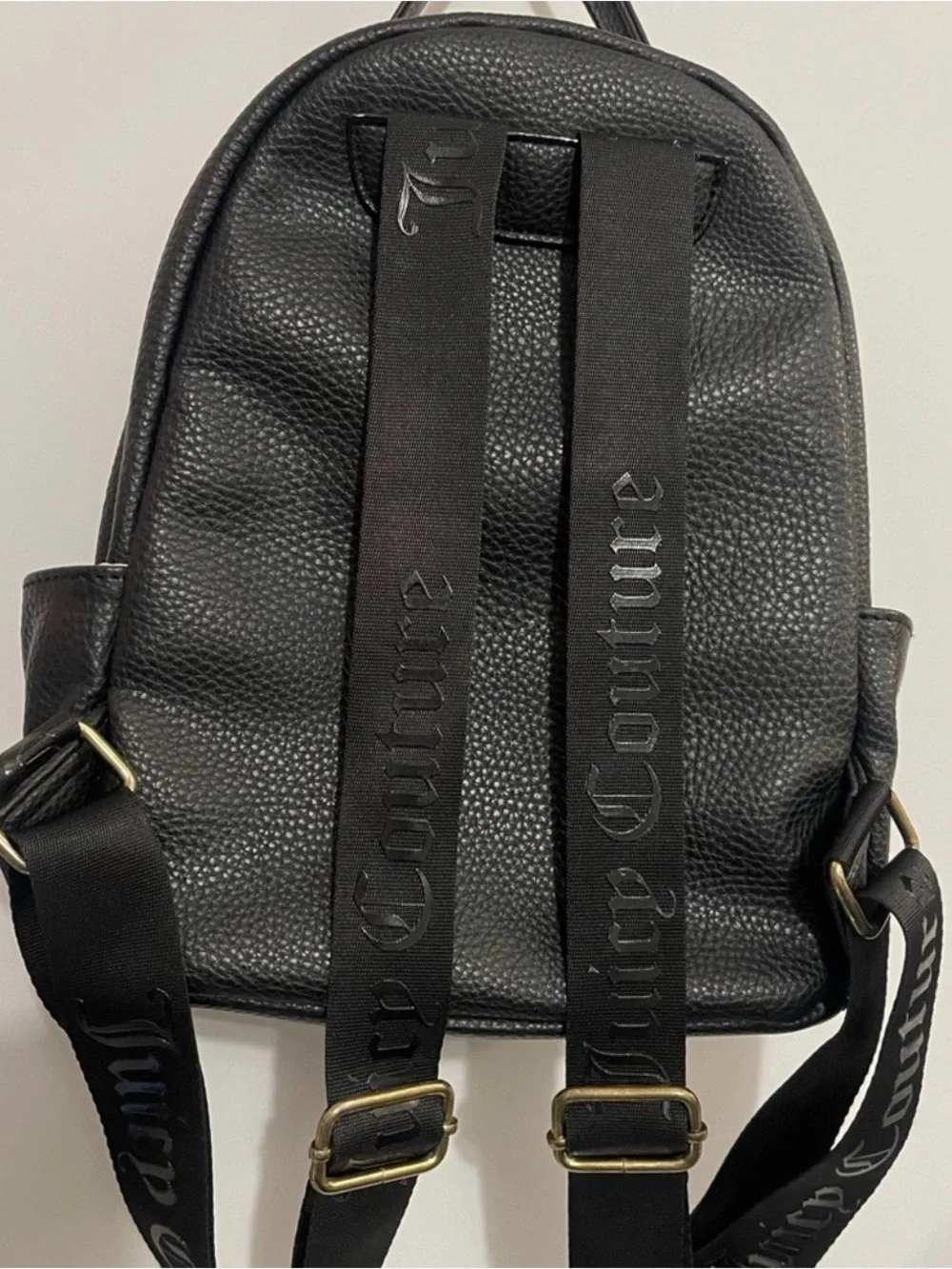 Juicy Couture Black Mini Quilted Backpack with Gold Logo